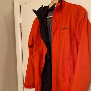 Red-Orange Columbia Rain Jacket